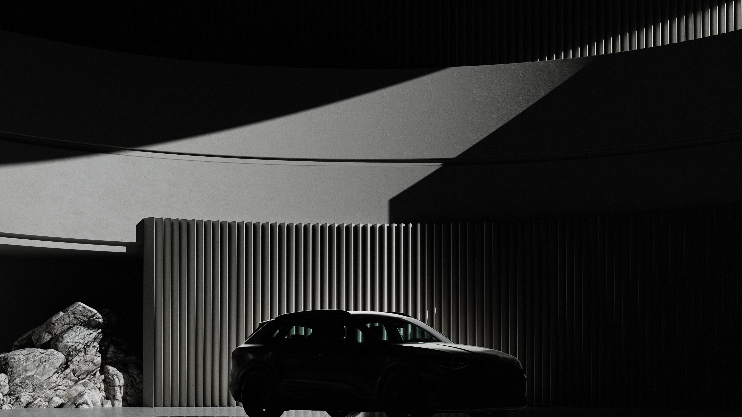 Auto steht vor einer Wand