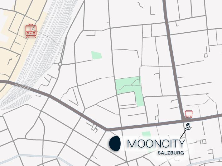 Karte der öffentlichen Verkehrsmittel in der Nähe der MOONCITY