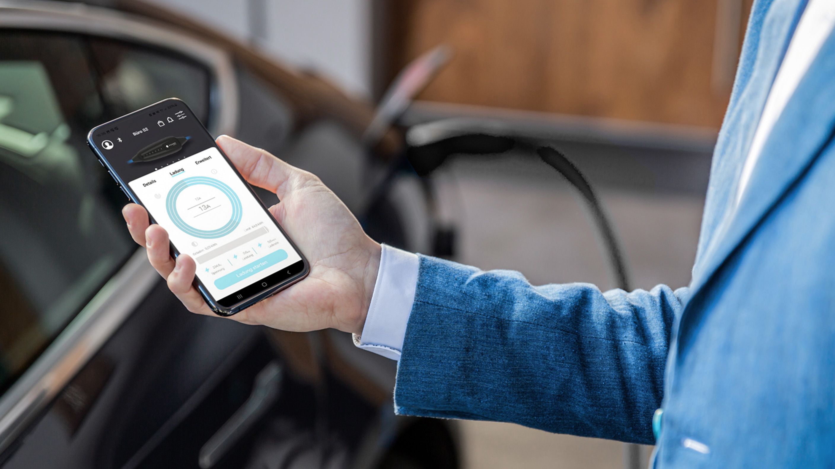 Handydisplay mit Ladestatistiken